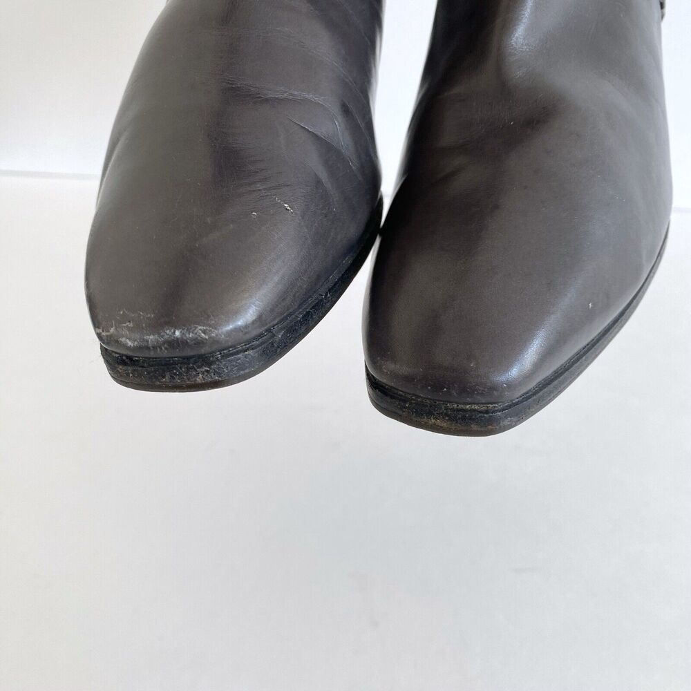 Vintage Salvatore Ferragamo Gray Leather Tall Zip Up Knee-High Boots Size 5 1/2 - Picture 4 of 7